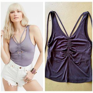 Free People Sugar Tank Strappy Keyhole Ruched Top